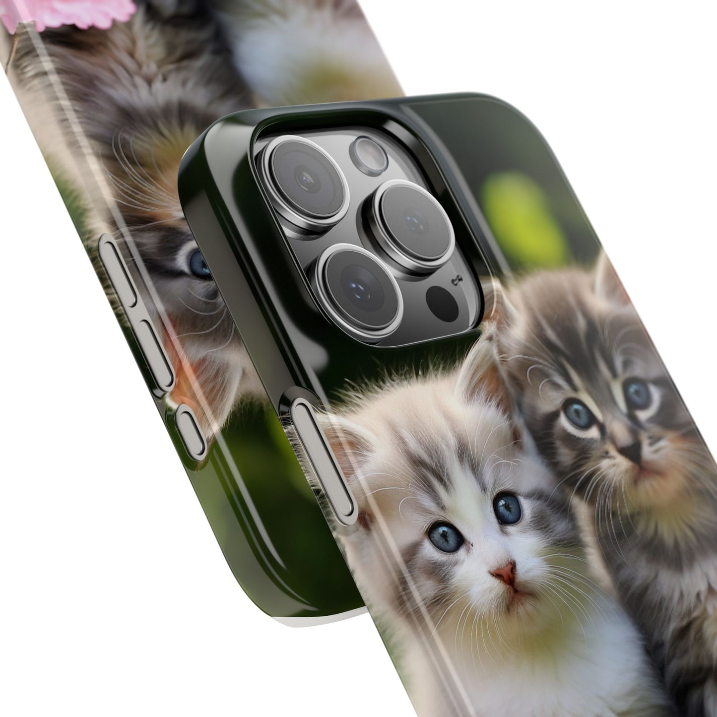 Cute Kittens Slim Phone Case - Floral Design