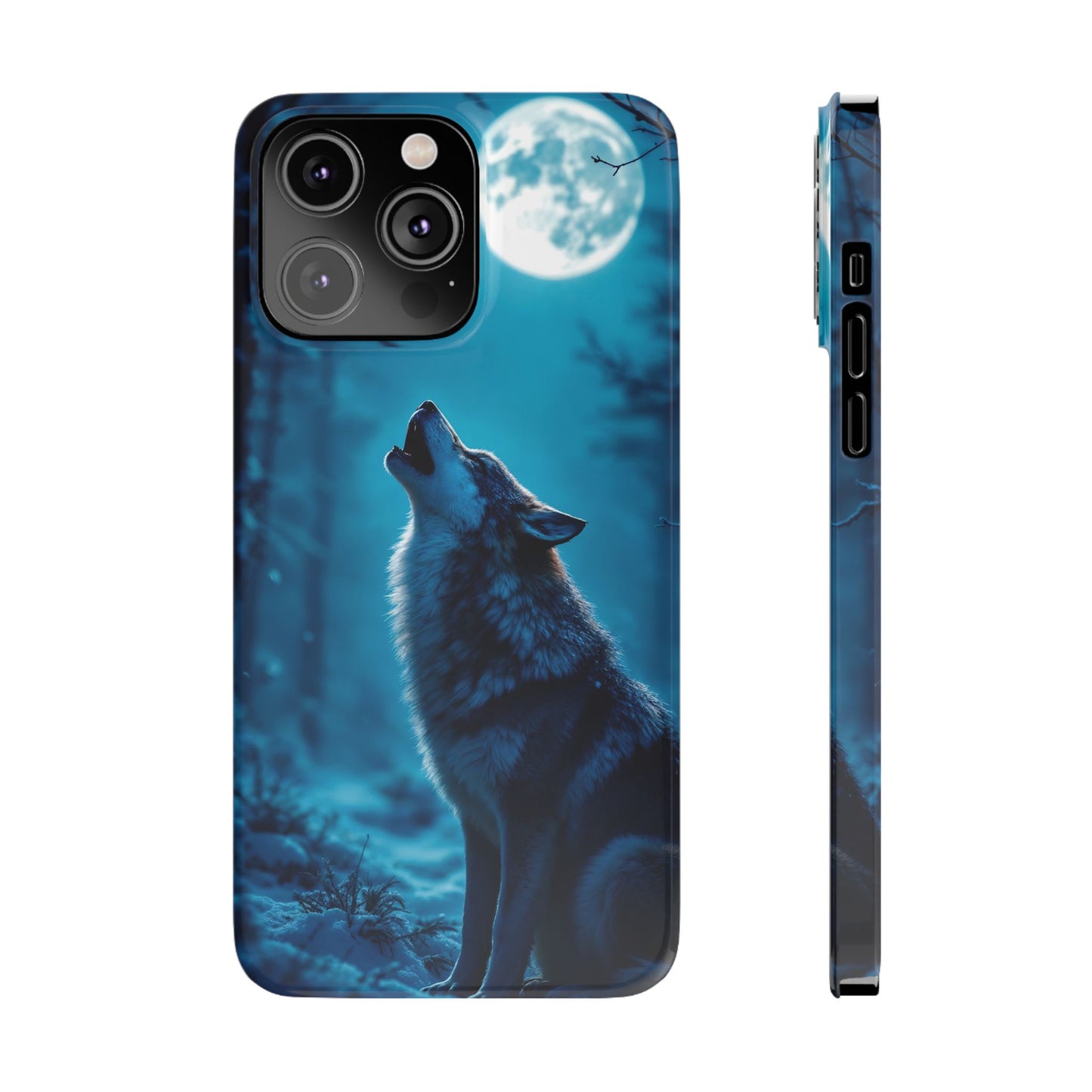 Howling Wolf Slim Phone Case - Mystical Night Design