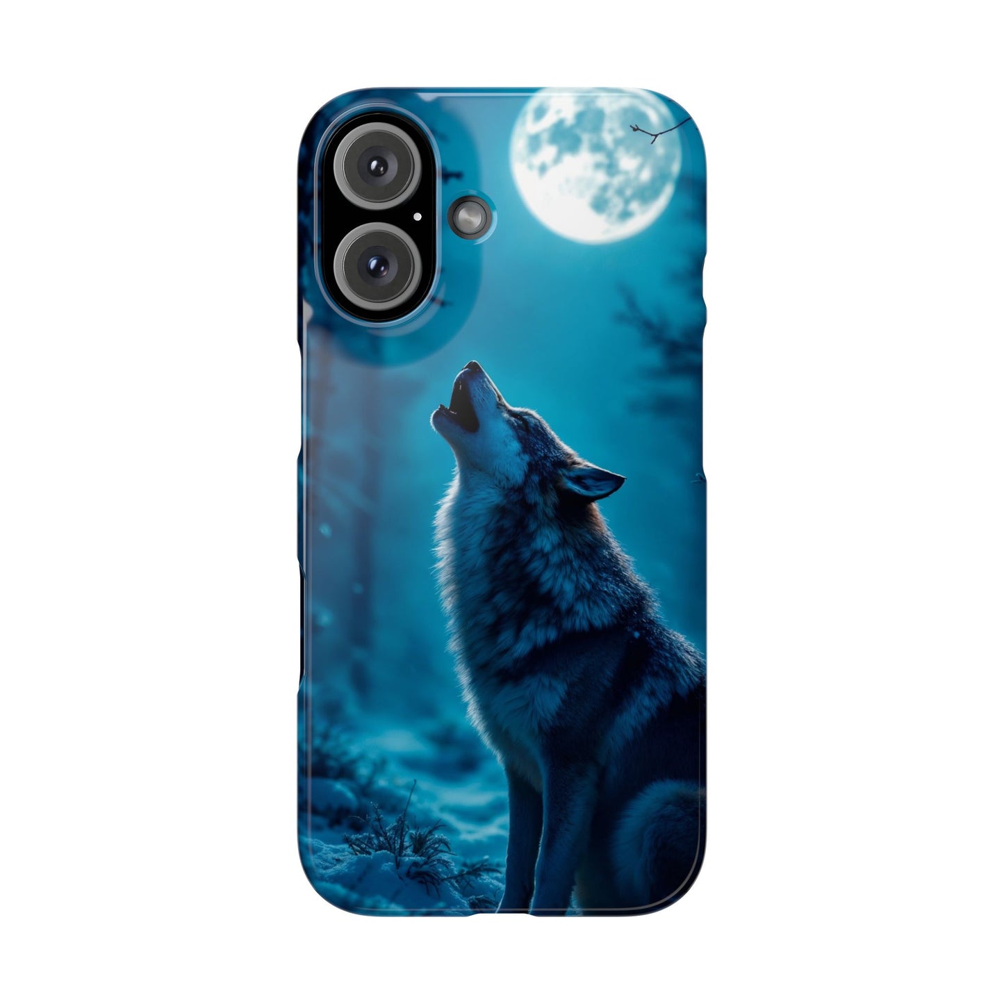 Howling Wolf Slim Phone Case - Mystical Night Design