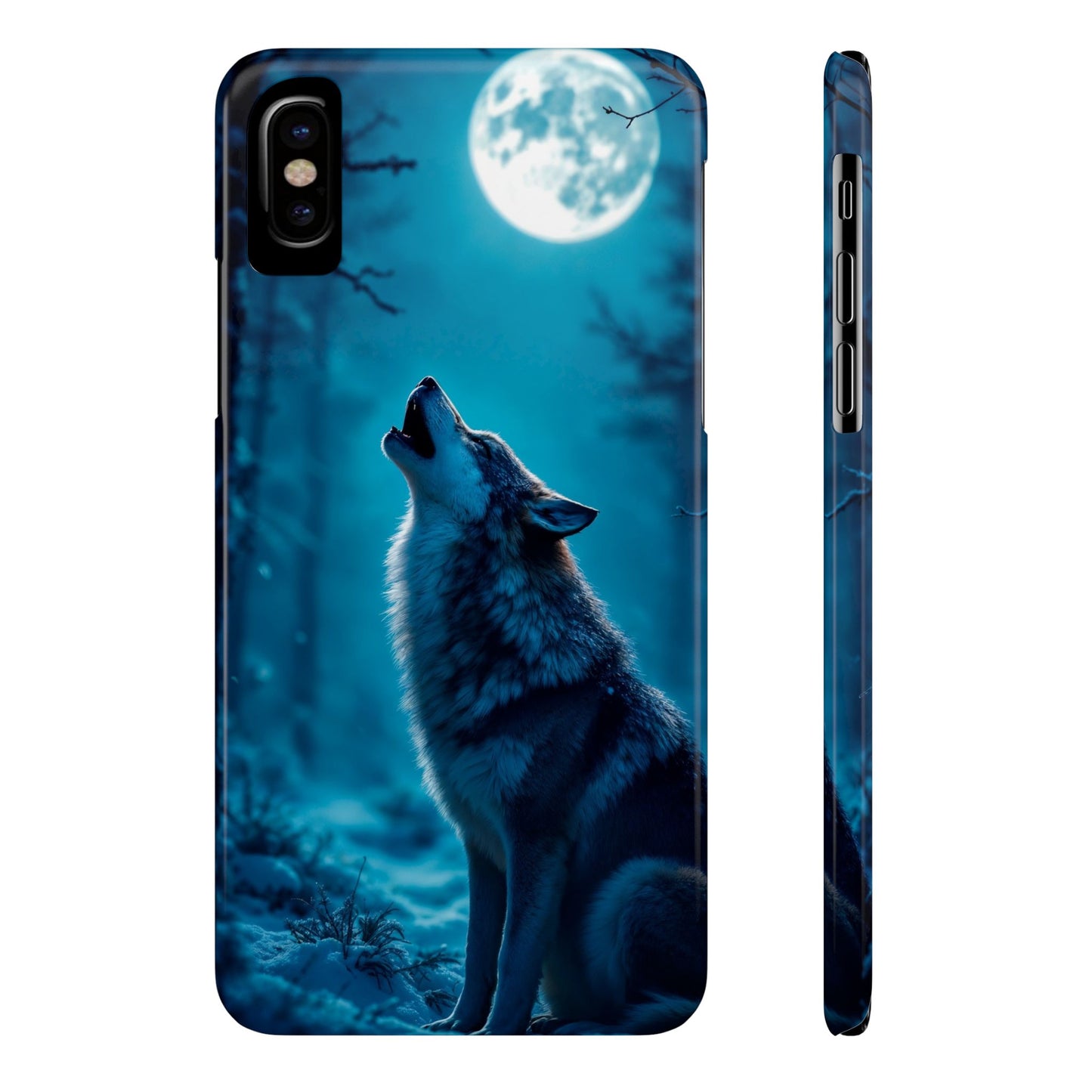 Howling Wolf Slim Phone Case - Mystical Night Design