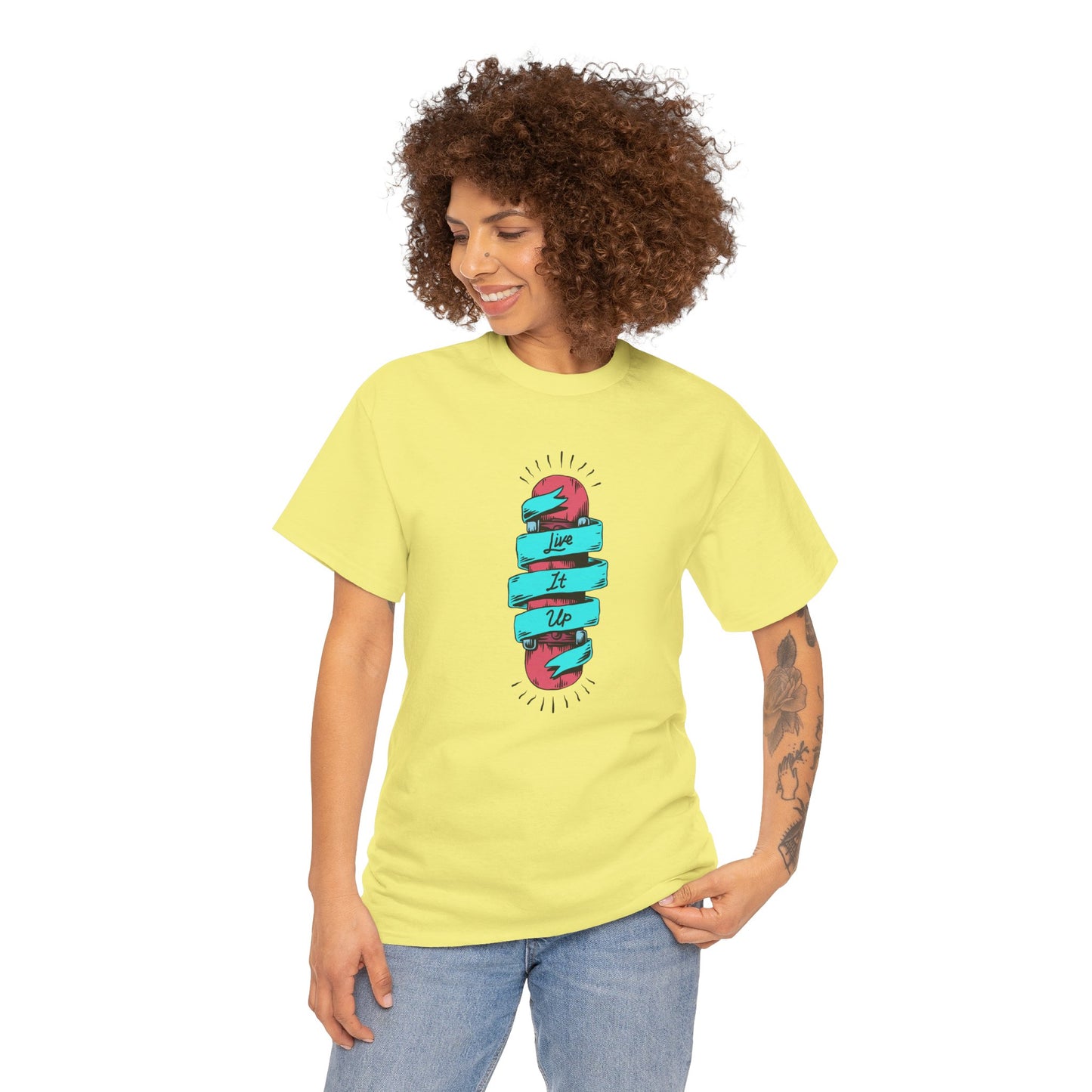 Live It Up Unisex Heavy Cotton Tee - Fun and Colorful Graphic Tee