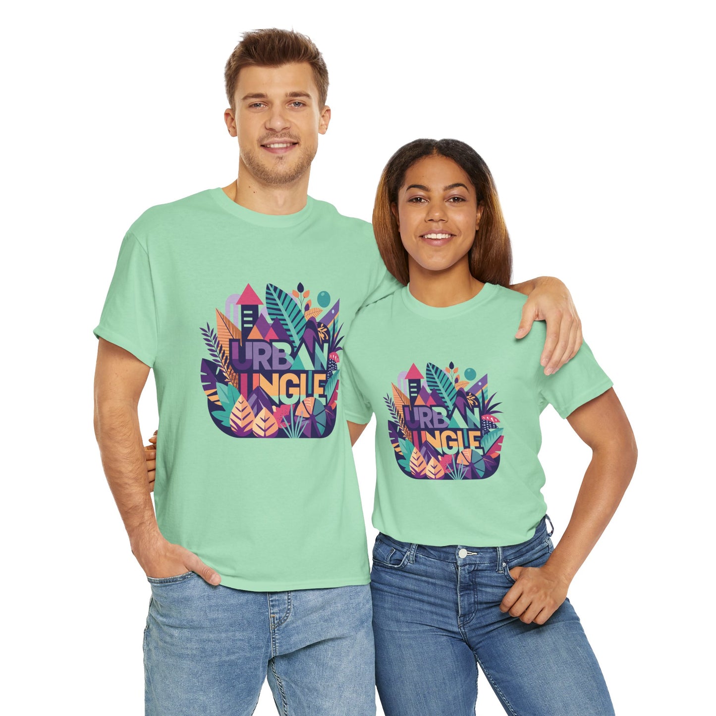 Urban Jungle Unisex Heavy Cotton Tee - Vibrant Tropical Design