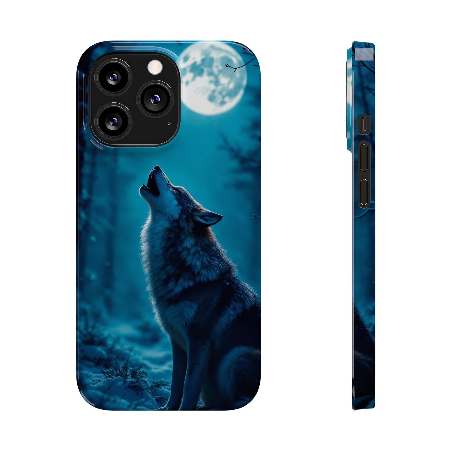 Howling Wolf Slim Phone Case - Mystical Night Design