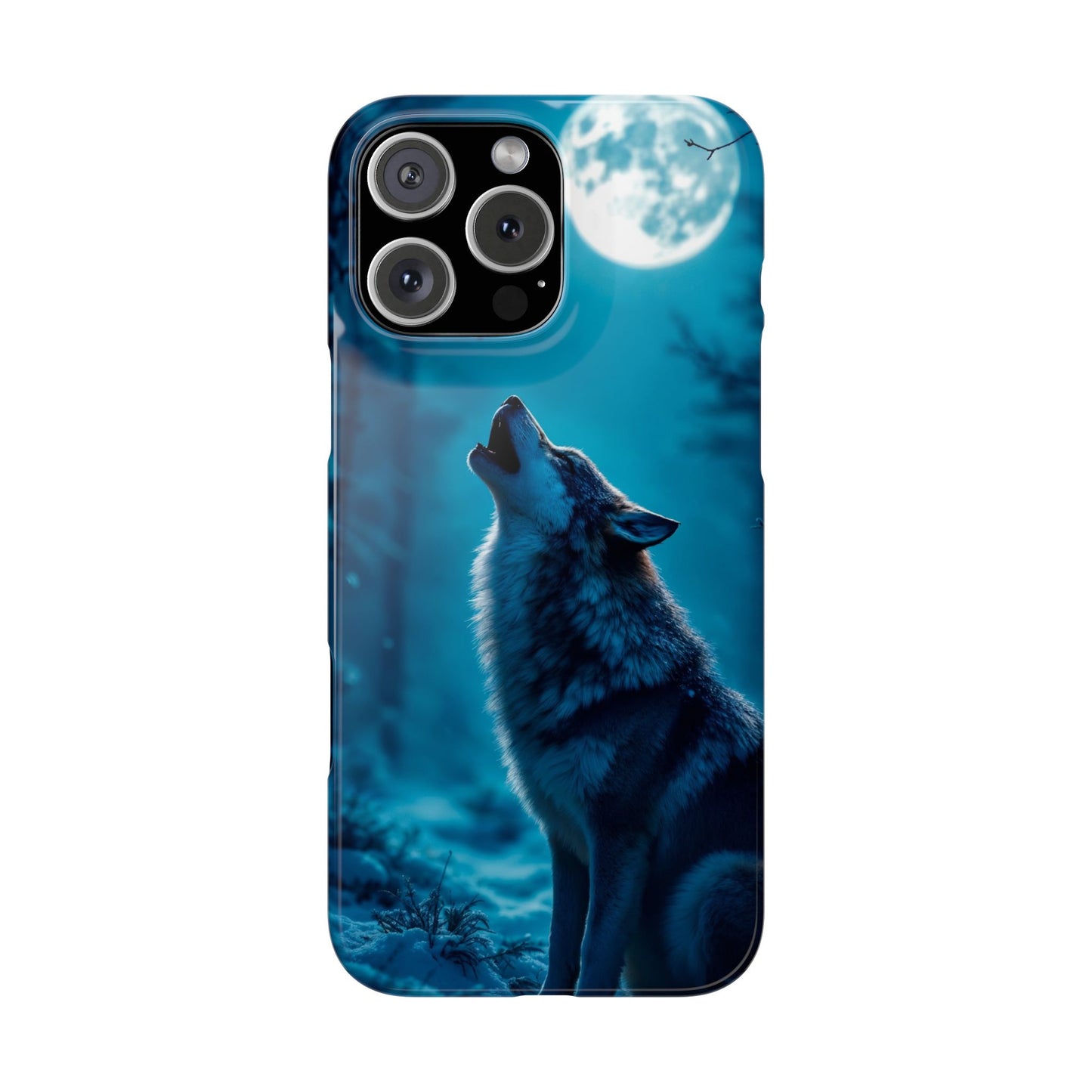 Howling Wolf Slim Phone Case - Mystical Night Design