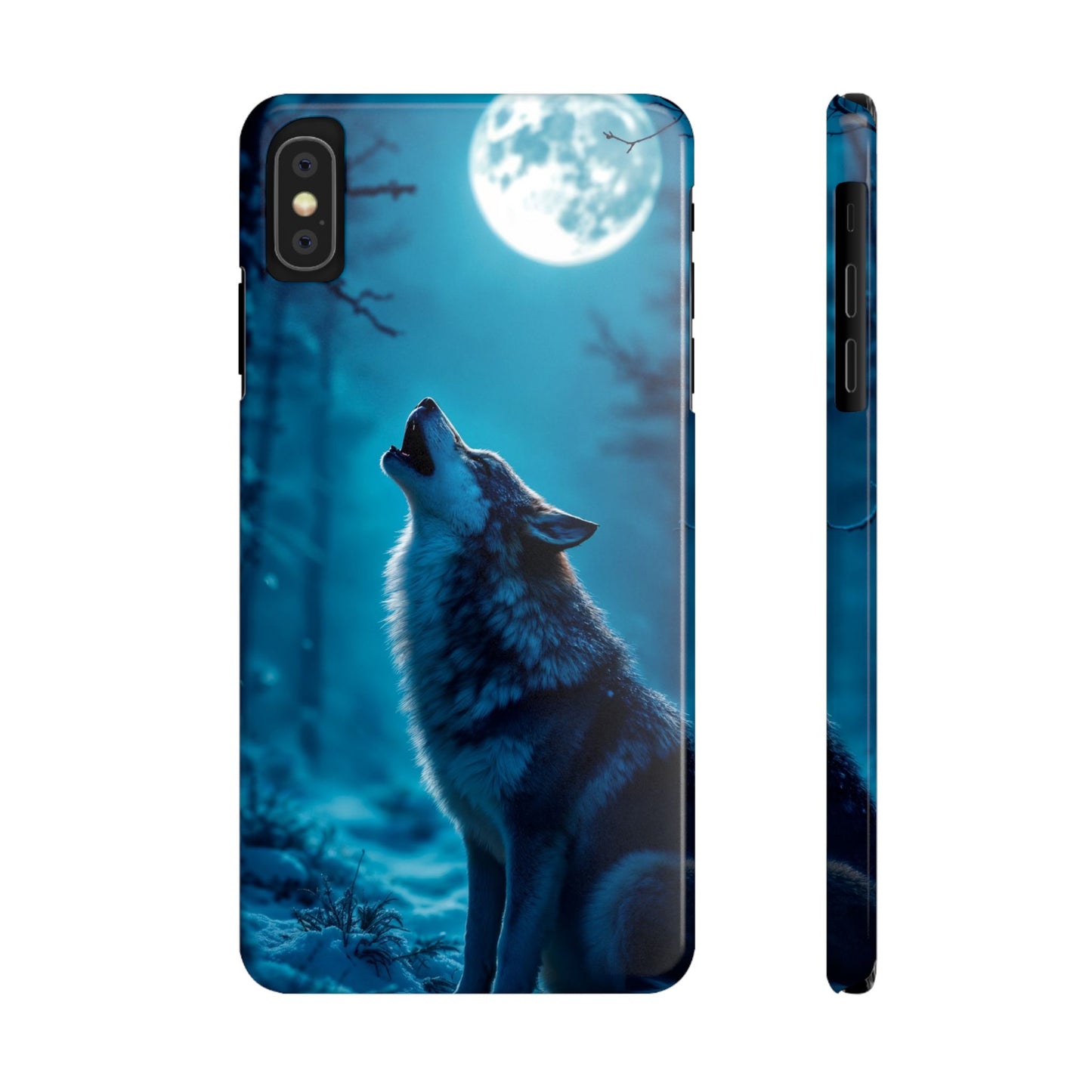 Howling Wolf Slim Phone Case - Mystical Night Design