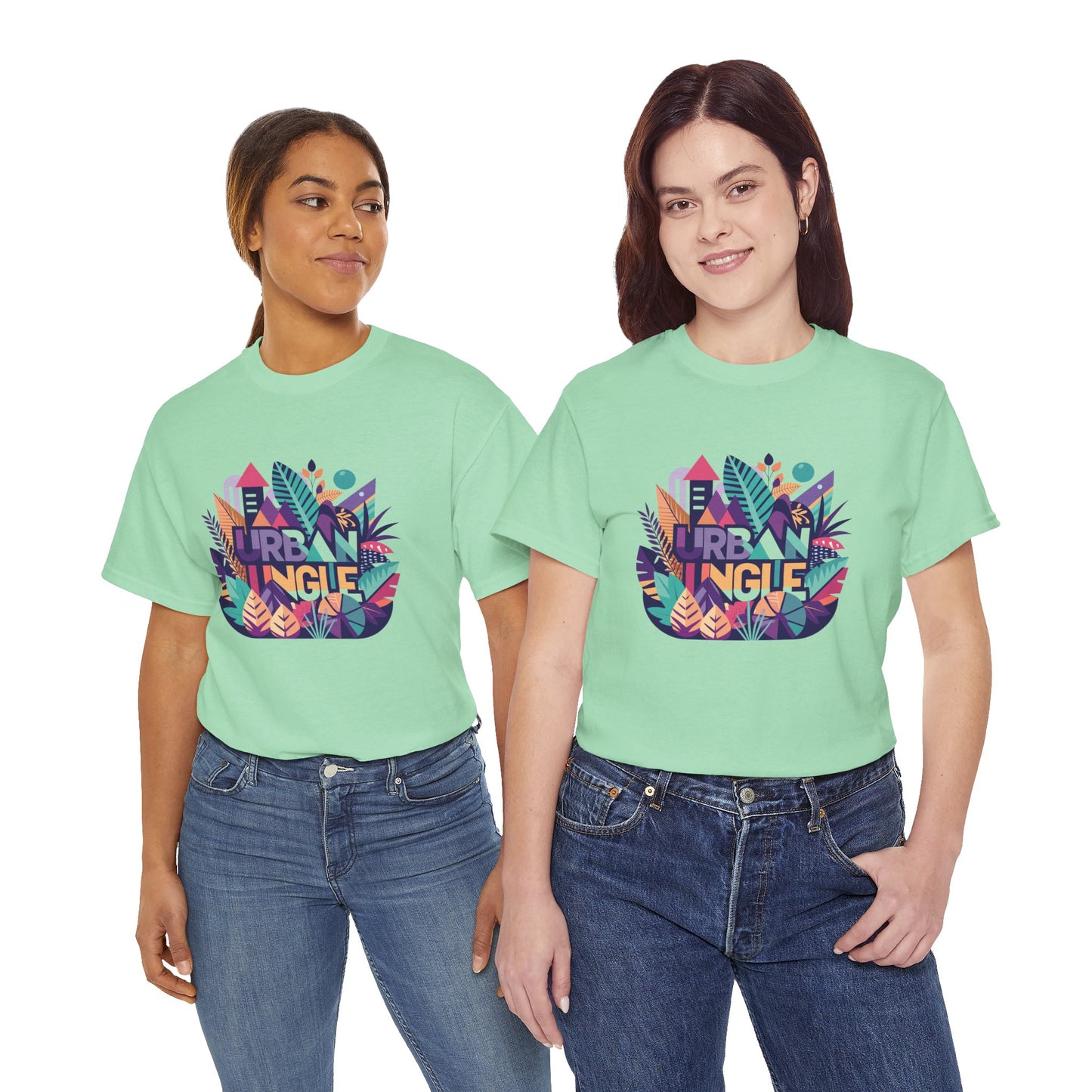 Urban Jungle Unisex Heavy Cotton Tee - Vibrant Tropical Design