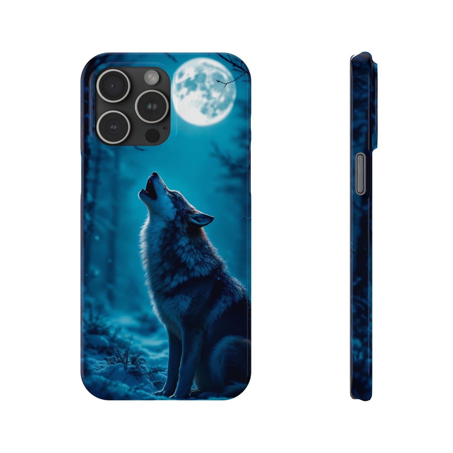 Howling Wolf Slim Phone Case - Mystical Night Design