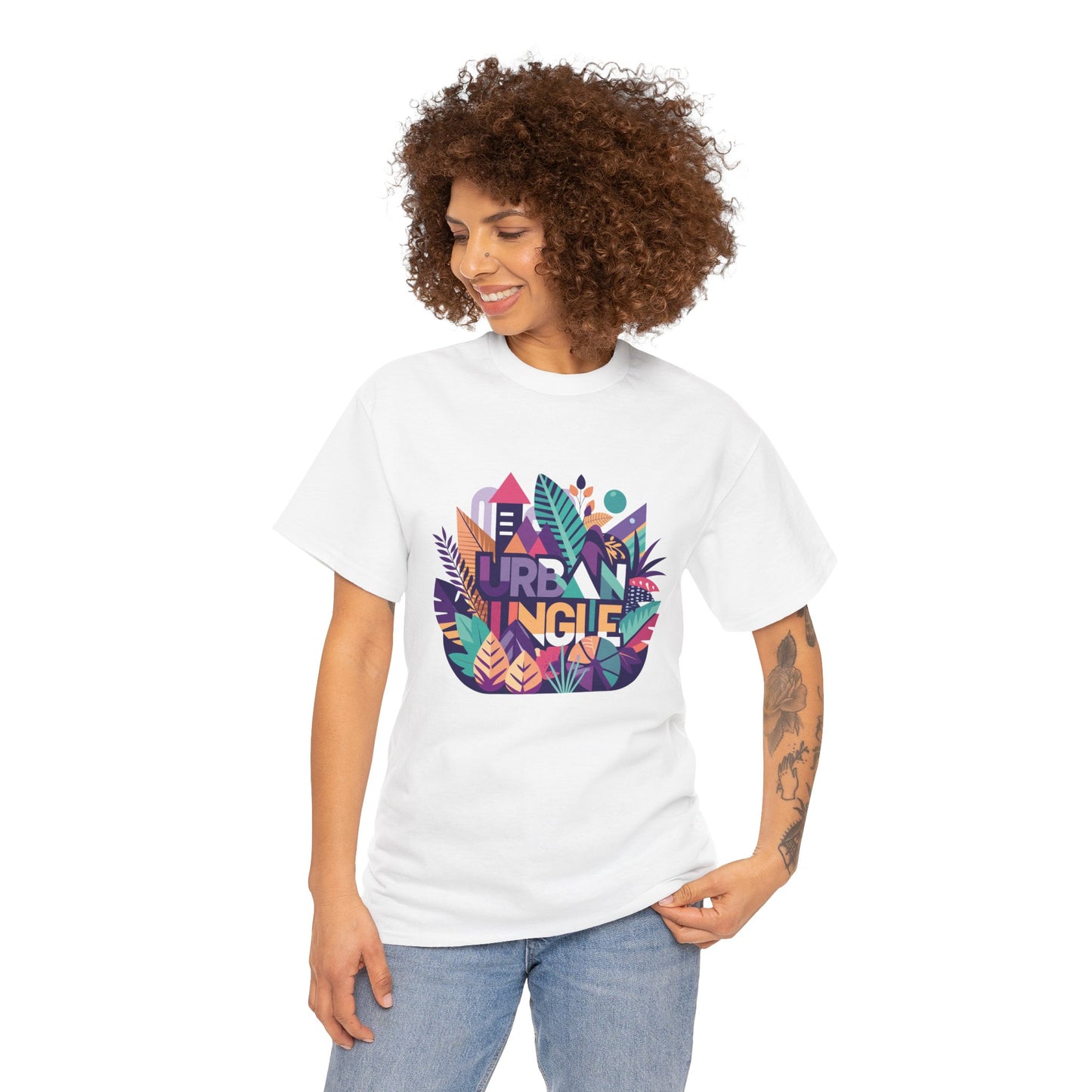 Urban Jungle Unisex Heavy Cotton Tee - Vibrant Tropical Design