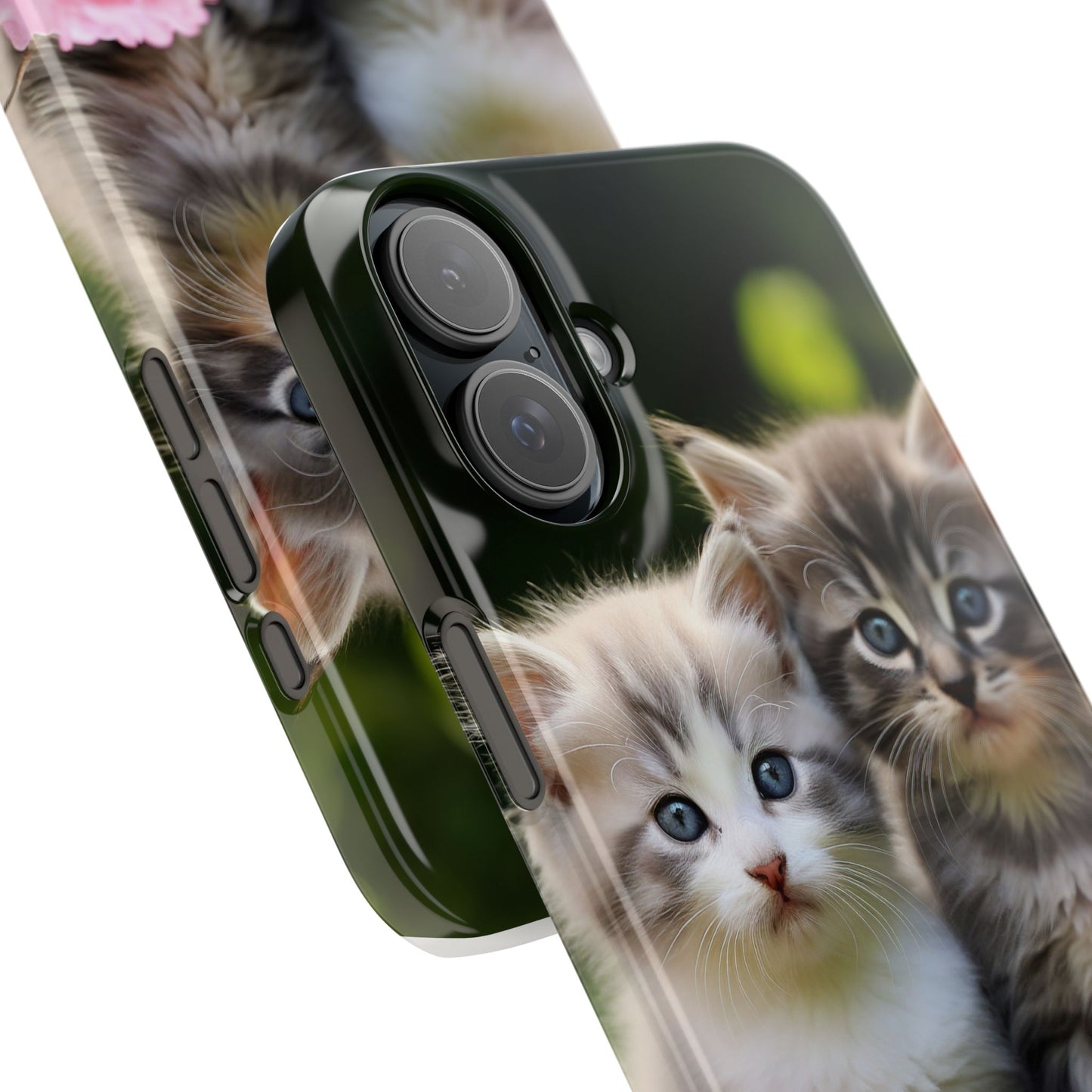 Cute Kittens Slim Phone Case - Floral Design