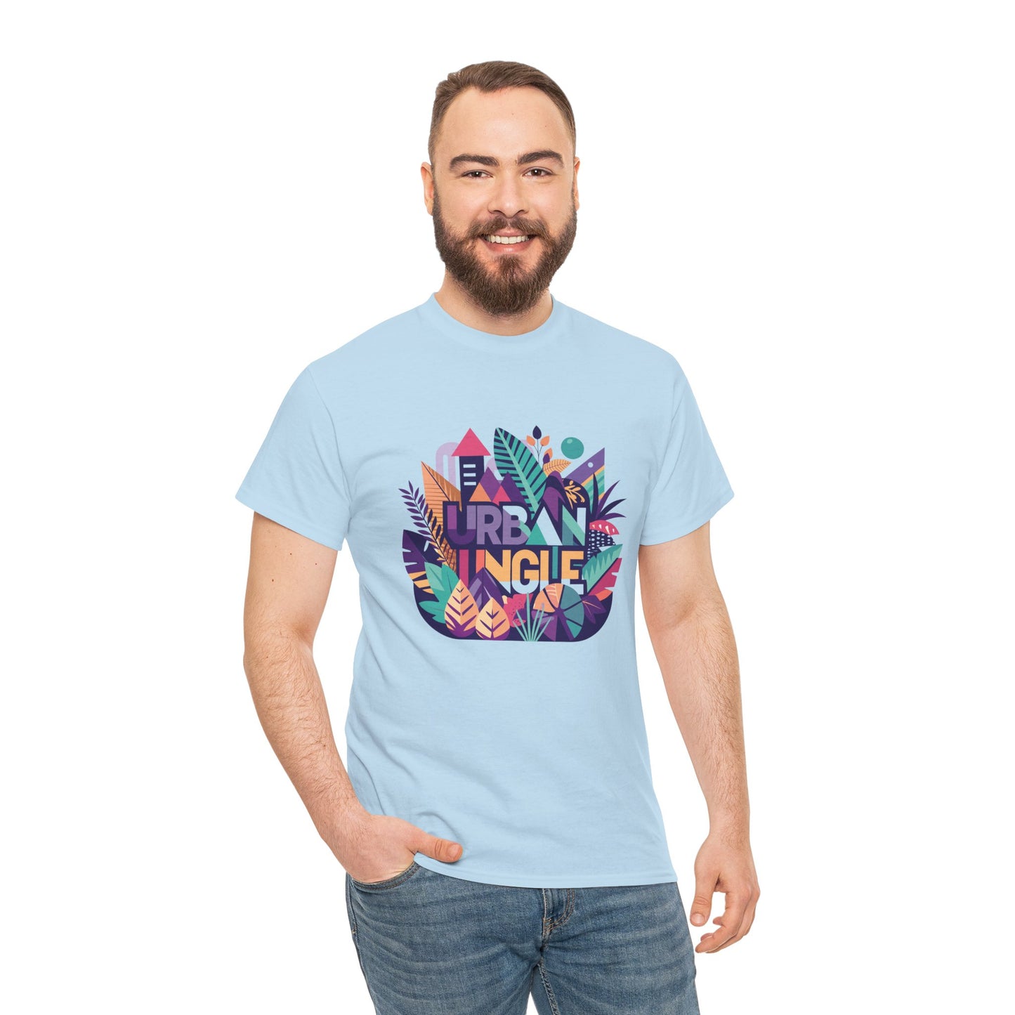 Urban Jungle Unisex Heavy Cotton Tee - Vibrant Tropical Design