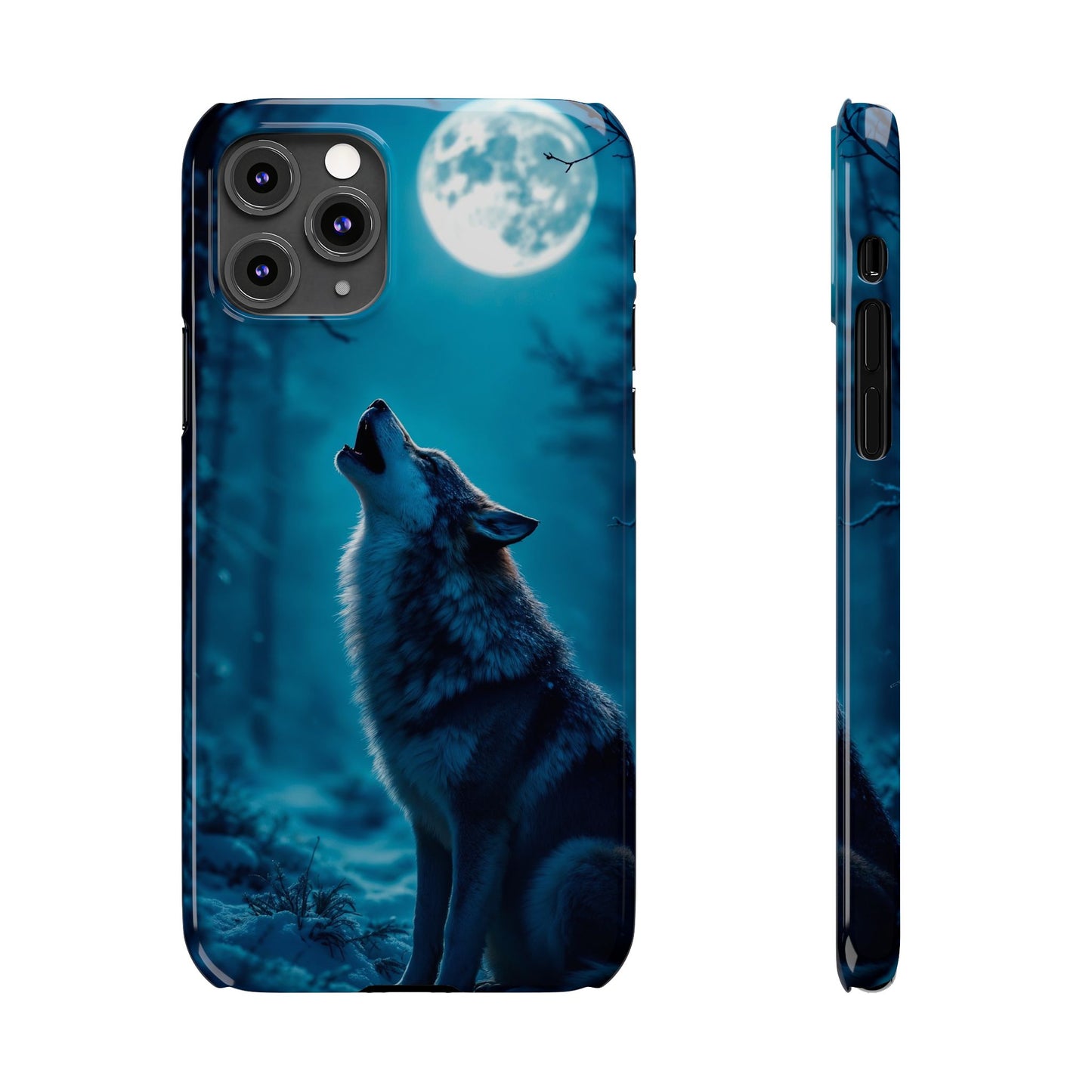 Howling Wolf Slim Phone Case - Mystical Night Design