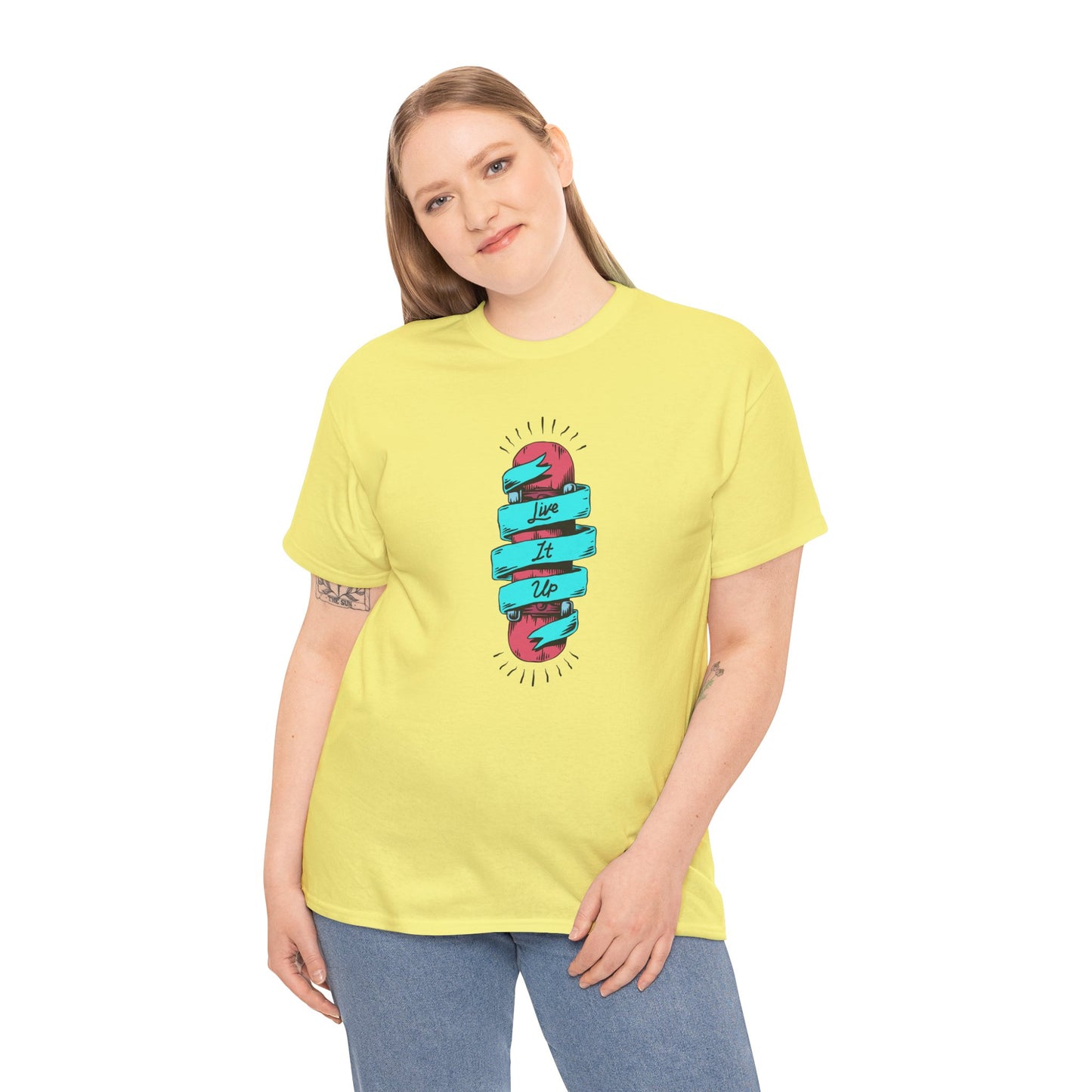 Live It Up Unisex Heavy Cotton Tee - Fun and Colorful Graphic Tee