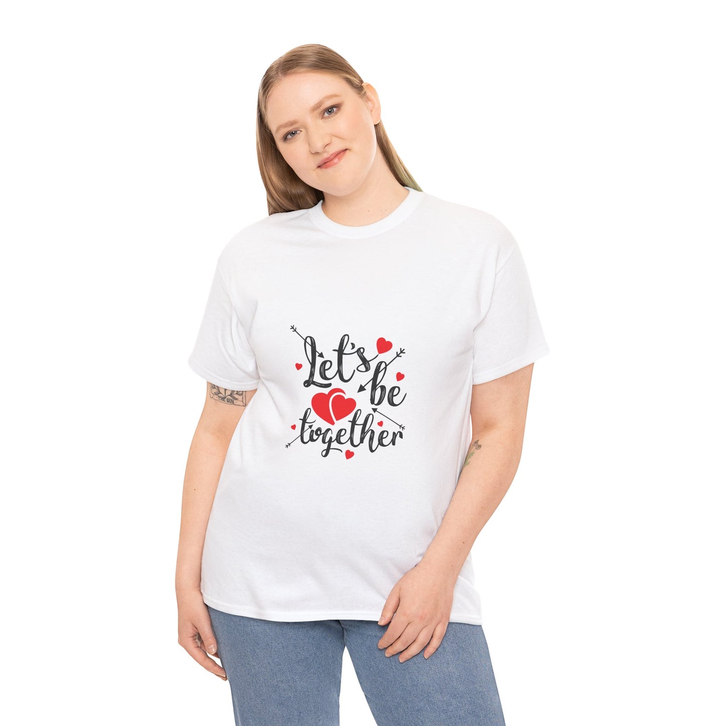 Romantic Unisex Heavy Cotton Tee - 'Let's Be Together' Design