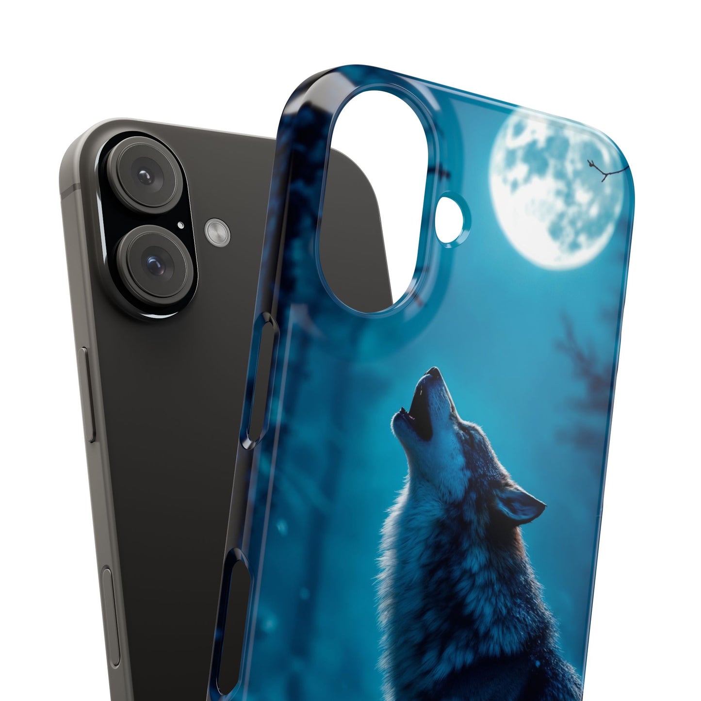 Howling Wolf Slim Phone Case - Mystical Night Design