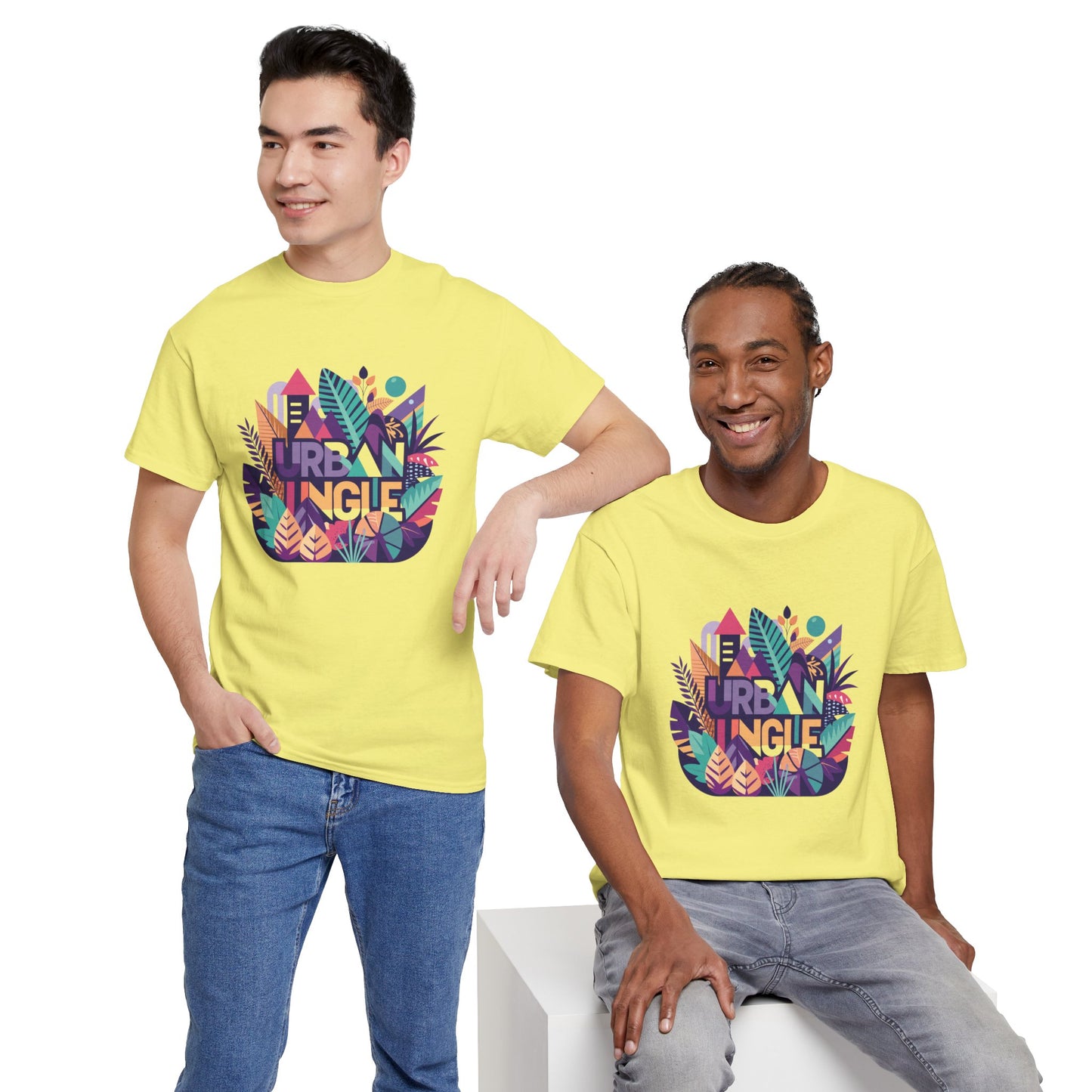 Urban Jungle Unisex Heavy Cotton Tee - Vibrant Tropical Design