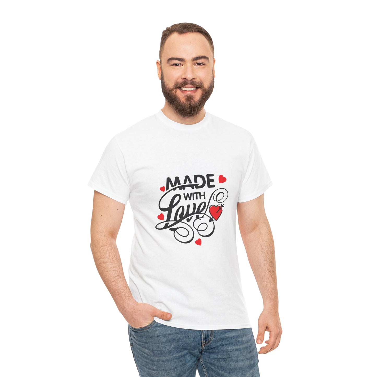 Made with Love Unisex Heavy Cotton Tee - Perfect for Valentine's Day and Everyday Wear