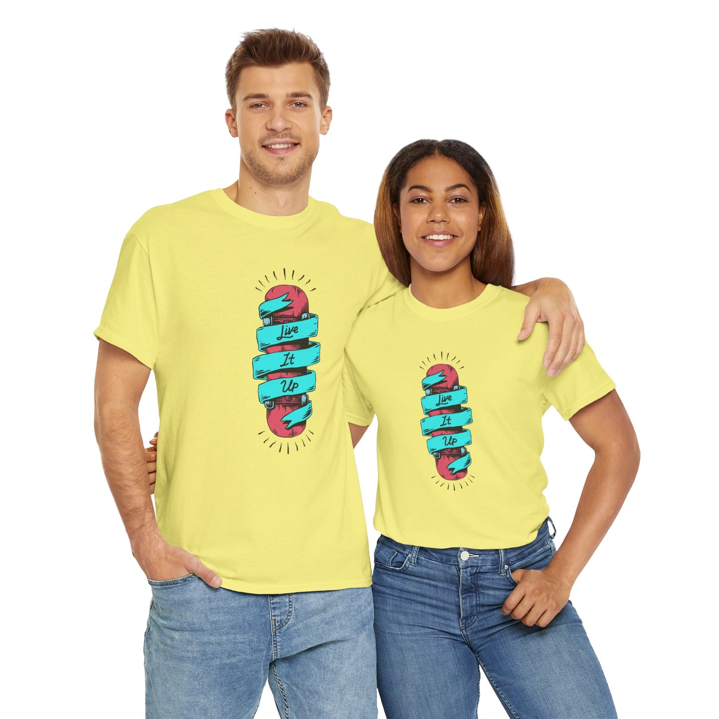 Live It Up Unisex Heavy Cotton Tee - Fun and Colorful Graphic Tee