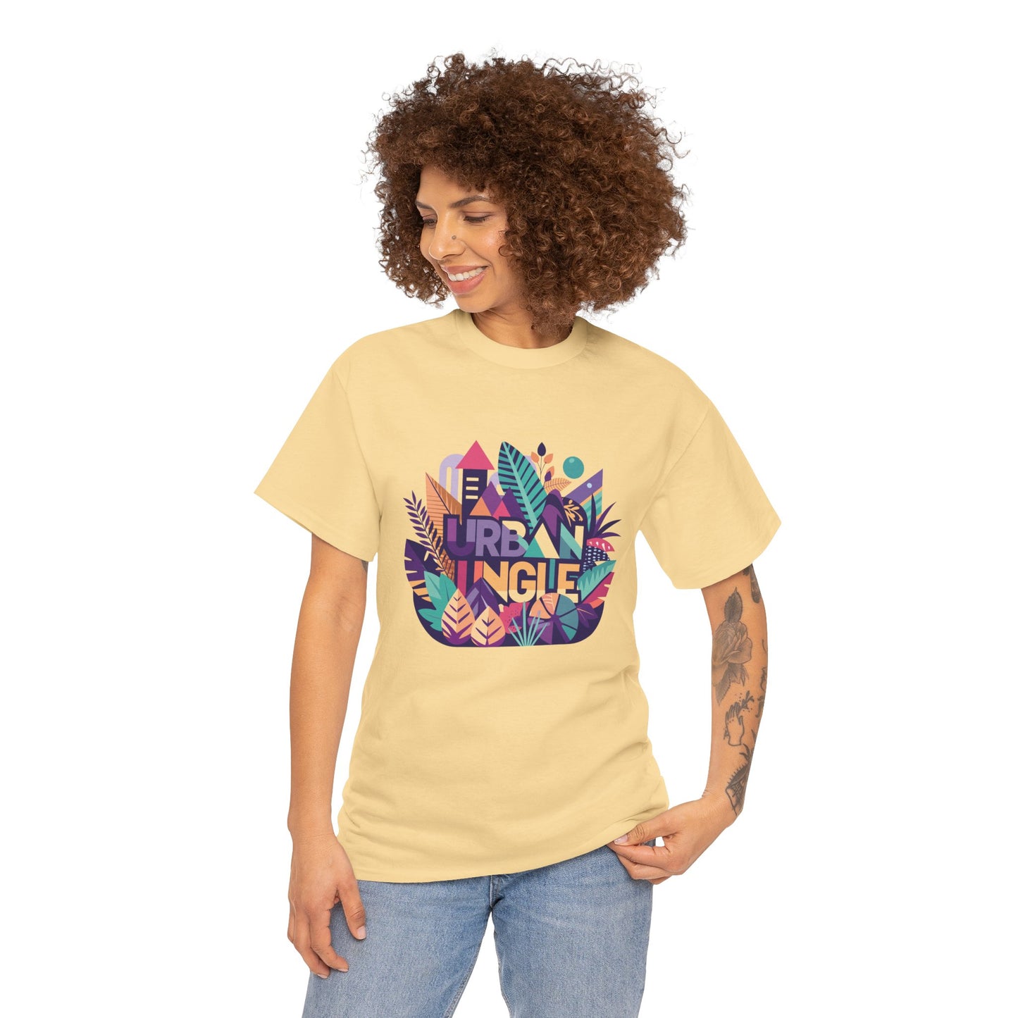 Urban Jungle Unisex Heavy Cotton Tee - Vibrant Tropical Design