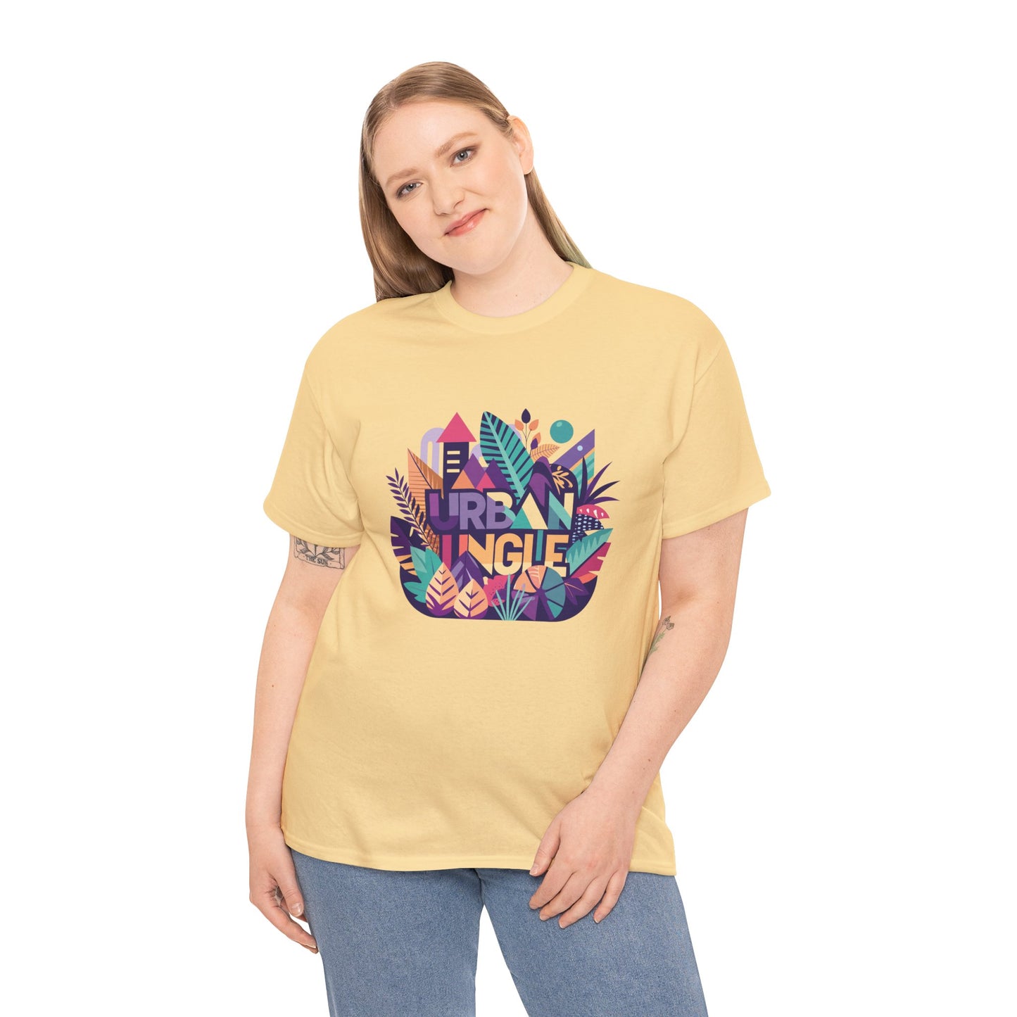 Urban Jungle Unisex Heavy Cotton Tee - Vibrant Tropical Design