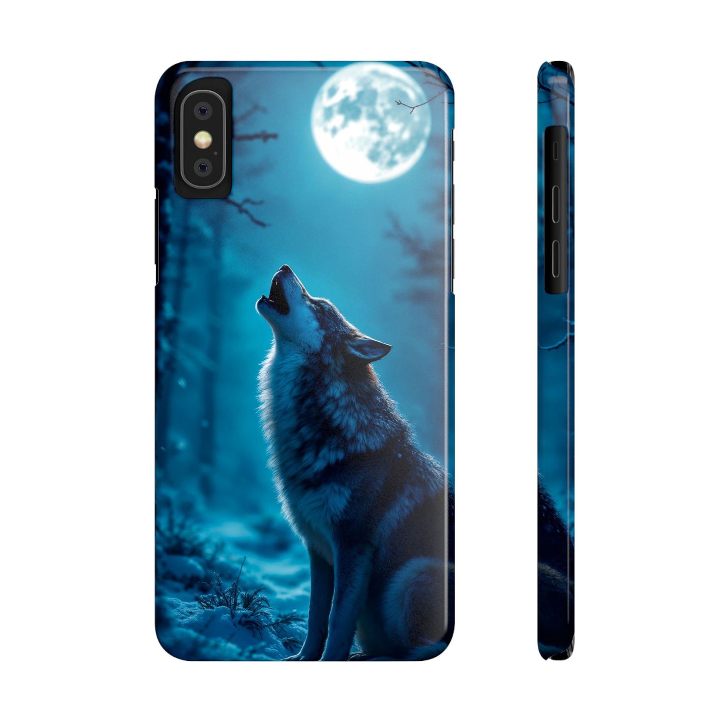 Howling Wolf Slim Phone Case - Mystical Night Design