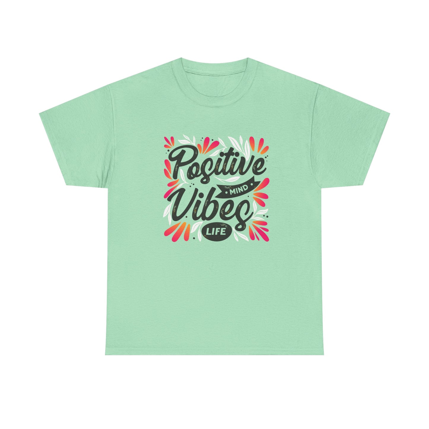 Positive Vibes Unisex Heavy Cotton Tee - Bright Yellow T-Shirt for Optimism and Mindfulness